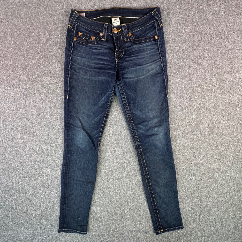 True Religion Jeans Womens 30 Casey Dark Wash Skinny Horseshoe Made in USA